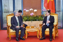 Phó Thủ tướng Vương Đình Huệ tiếp ông Ken Kawai, Phó Chủ tịch điều hành Tập đoàn Mitsubishi Heavy Industry (Nhật Bản). (Ảnh: Lâm Khánh/TTXVN)