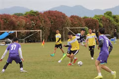 Một pha tranh bóng giữa các cầu thủ đội Shimizu FC và FC Iwata. (Ảnh: Thanh Tùng/TTXVN)