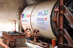 Thi công đào ngầm Dự án đường sắt đô thị Nhổn-Ga Hà Nội. (Ảnh: PV/Vietnam+)