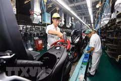 Dây chuyền lắp ráp xe máy tại Công ty Honda Việt Nam tại Vĩnh Phúc. (Ảnh: Danh Lam/TTXVN)