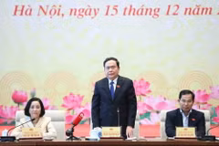 Phó Chủ tịch Thường trực Quốc hội Trần Thanh Mẫn phát biểu tại buổi gặp mặt. (Ảnh: Minh Đức/TTXVN)
