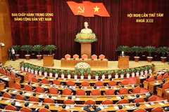 Tổng Bí thư Nguyễn Phú Trọng phát biểu bế mạc Hội nghị. (Ảnh: Trí Dũng/TTXVN)