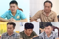 Một số đối tượng có liên quan về hành vi “Tổ chức đánh bạc và đánh bạc” dưới hình thức cá cược bóng đá trên mạng Internet. (Ảnh: Trọng Nguyễn/TTXVN phát)