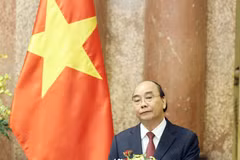 Chủ tịch nước Nguyễn Xuân Phúc phát biểu tại lễ trao quyết định. (Ảnh: Thống Nhất/TTXVN)