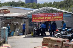 Khu vực phát hiện chùm ca lây nhiễm trong “vùng xanh” tại Bình Dương. (Ảnh: TTXVN phát)