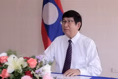 Giáo sư-tiến sỹ Eksavang Vongvichith Chủ nhiệm Ủy ban Đối ngoại Quốc hội Lào trả lời phỏng vấn phóng viên TTXVN. (Ảnh: Thu Phương/TTXVN)