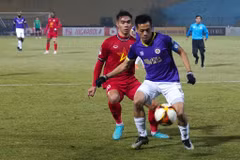 Hà Nội FC chia điểm với Hồng Lĩnh Hà Tĩnh trên sân nhà Hàng Đẫy ở vòng 7 V-League 2023/24. (Ảnh: Việt Anh/Vietnam+)