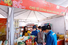Triển khai chương trình “Tết Sum vầy-Xuân chia sẻ” để chăm lo Tết cho công nhân. (Ảnh: TTXVN)