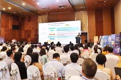 Quảng cảnh Diễn đàn Ngân hàng bán lẻ Việt Nam năm 2021. (Ảnh: CTV/Vietnam+)