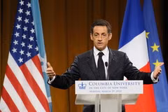 Tổng thống Sarkozy phát biểu tại Đại học Columbia. (Ảnh: Getty Images)