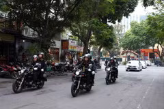 Một đợt ra quân của Công an thành phố Hà Nội. (Ảnh: Phạm Kiên/TTXVN)