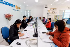 Khách hàng giao dịch tại Công ty Bảo Việt Nhân Thọ chi nhánh Hải Phòng. (Ảnh: Trần Việt/TTXVN)