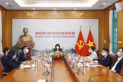 Đoàn đại biểu Đảng Cộng sản Việt Nam dự Lễ kỷ niệm. (Ảnh: Phương Hoa/TTXVN)