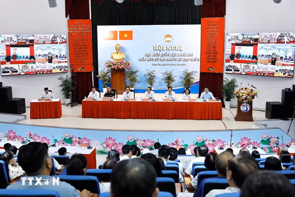 Hội nghị được kết nối đến các điểm cầu tại các phường trên địa bàn Thành phố Hồ Chí Minh. (Ảnh: Doãn Tấn/TTXVN)