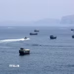 Quang cảnh eo biển Hormuz ngày 20/6. (Ảnh: THX/TTXVN phát)