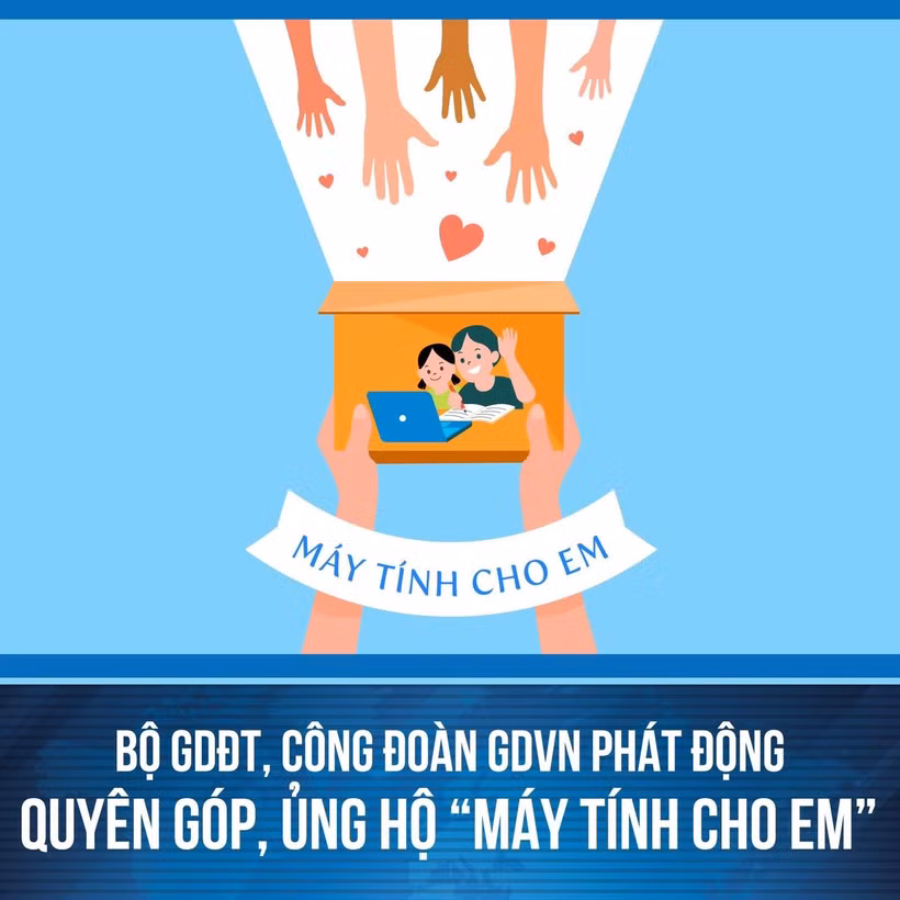 Bộ Giáo dục và Đào tạo kêu gọi ủng hộ máy tính cho học sinh khó khăn học trực tuyến. (Nguồn: Bộ GD-ĐT)