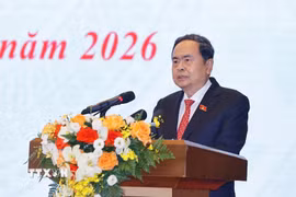 Chủ tịch Quốc hội Trần Thanh Mẫn phát động Phong trào thi đua năm 2026 và nhiệm kỳ 2026-2031. (Ảnh: Doãn Tấn/TTXVN)