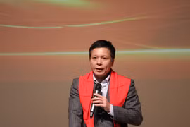 Công sứ Đại sứ quán Việt Nam tại Nhật Bản Nguyễn Sáu phát biểu tại đêm chung kết cuộc thi. (Ảnh: Phạm Tuân/TTXVN)