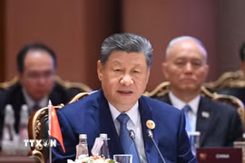 Chủ tịch Trung Quốc Tập Cận Bình phát biểu tại Phiên I của Hội nghị thượng đỉnh BRICS lần thứ 18 ở New Delhi ngày 12/9/2026. (Ảnh: THX/TTXVN phát)