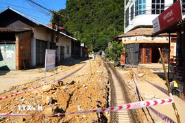 Dự án xây dựng kênh mương từ nguồn vốn thực hiện các chương trình mục tiêu quốc gia ở xã Nam Tuấn, tỉnh Cao Bằng. (Ảnh: Chu Hiệu/TTXVN)