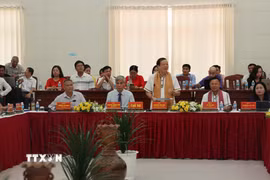 Hội thảo khoa học về bảo tồn, phát huy giá trị Nghệ thuật làm gốm của người Chăm tại làng gốm Bàu Trúc, xã Ninh Phước. (Ảnh Đặng Tuấn/TTXVN)