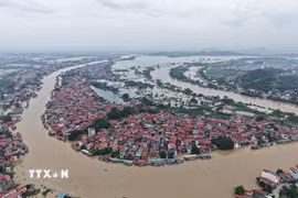 Nước sông Cầu dâng cao, gây ngập hàng trăm nhà dân tại phường Vân Hà và Kinh Bắc