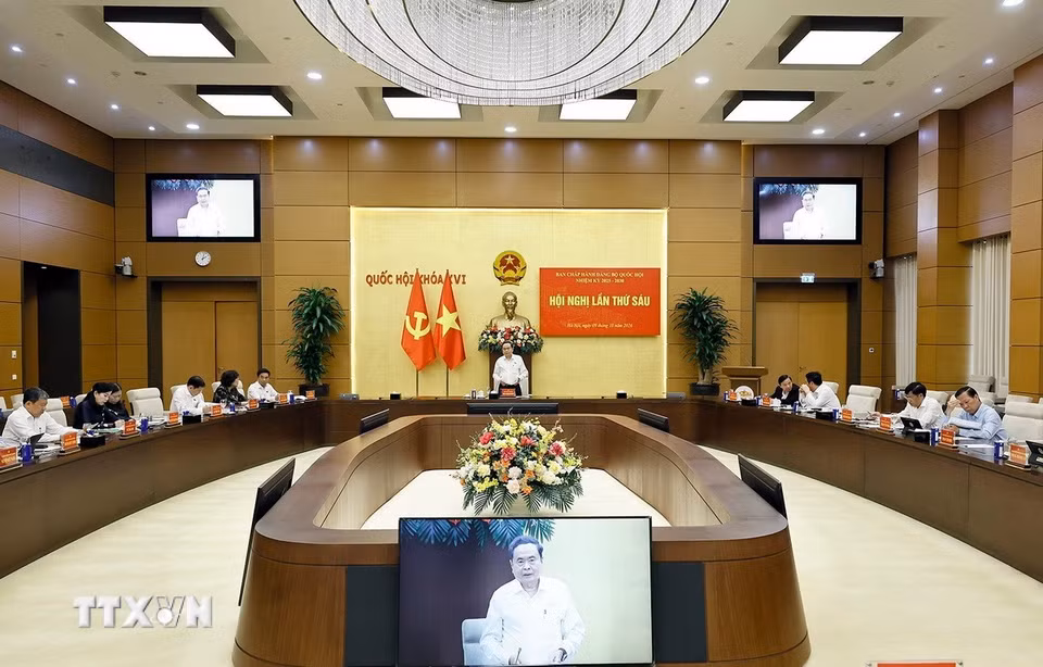 Ủy viên Bộ Chính trị, Bí thư Đảng ủy Quốc hội, Chủ tịch Quốc hội Trần Thanh Mẫn phát biểu. (Ảnh: Doãn Tấn/TTXVN)