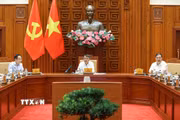 Thủ tướng Lê Minh Hưng chủ trì cuộc họp về công tác chuẩn bị Năm APEC 2027. (Ảnh: Dương Giang/TTXVN)