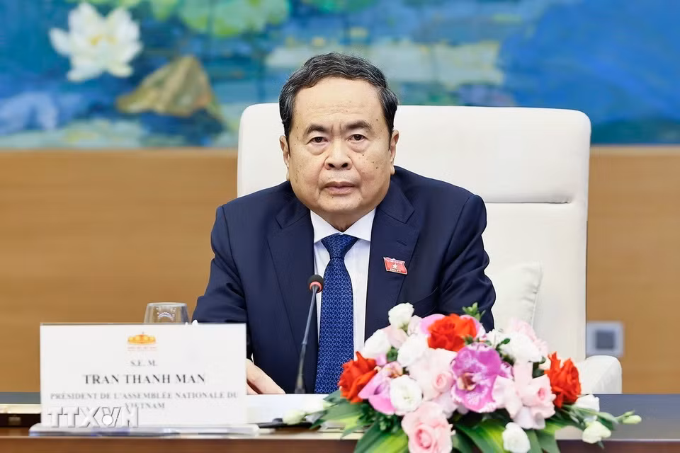 Chủ tịch Quốc hội Trần Thanh Mẫn phát biểu. (Ảnh: Doãn Tấn/TTXVN)