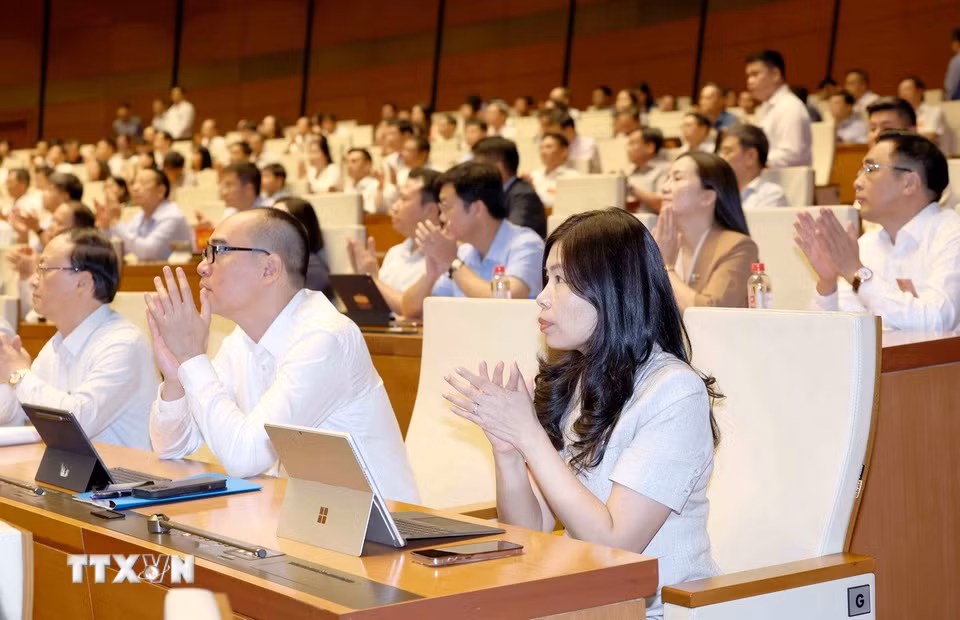 Đại biểu tham dự hội nghị tại phòng họp Diên Hồng, Nhà Quốc hội, Hà Nội. (Ảnh: Phương Hoa/TTXVN)