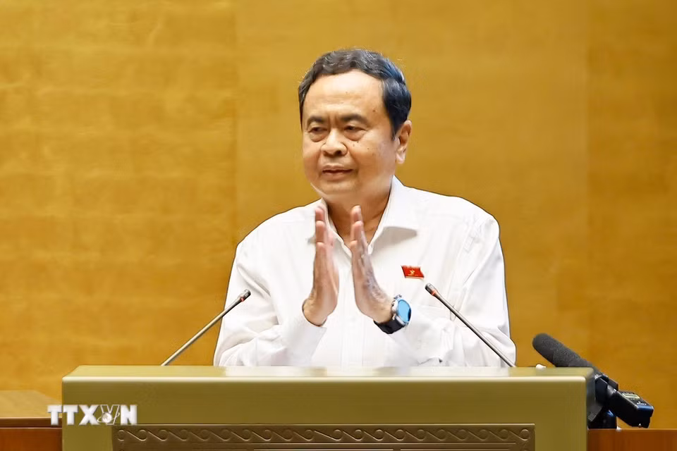Chủ tịch Quốc hội Trần Thanh Mẫn phát biểu. (Ảnh: Doãn Tấn/TTXVN)
