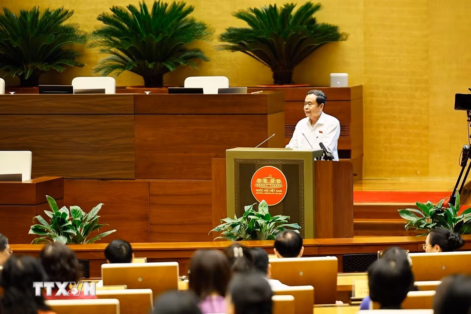 Chủ tịch Quốc hội Trần Thanh Mẫn phát biểu. (Ảnh: Doãn Tấn/TTXVN)