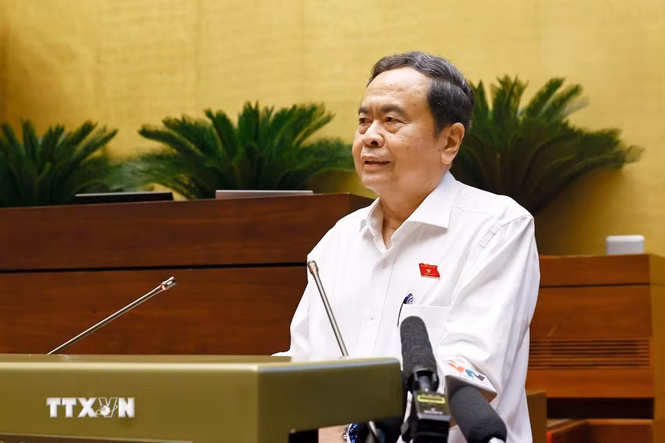 Chủ tịch Quốc hội Trần Thanh Mẫn phát biểu. (Ảnh: Doãn Tấn/TTXVN)