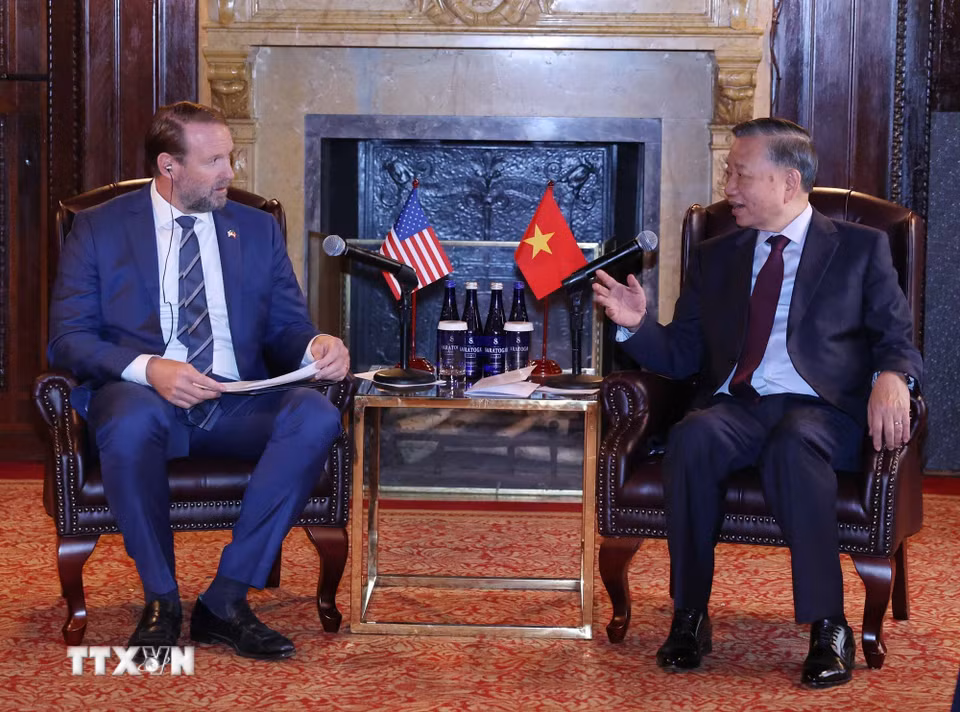 Tổng Bí thư, Chủ tịch nước Tô Lâm tiếp ông William Nathan Franklin, Chủ tịch kiêm Nhà sáng lập Tập đoàn Pacifico Energy. (Ảnh: Thống Nhất/TTXVN)