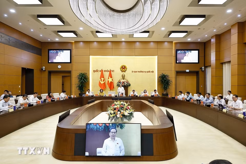 Ủy viên Bộ Chính trị, Bí thư Đảng ủy Quốc hội, Chủ tịch Quốc hội Trần Thanh Mẫn phát biểu. (Ảnh: Doãn Tấn/TTXVN)