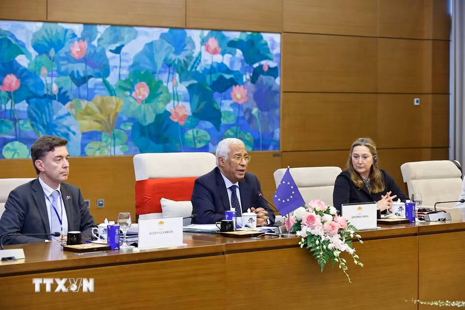Chủ tịch Hội đồng châu Âu António Costa phát biểu. (Ảnh: Doãn Tấn/TTXVN)