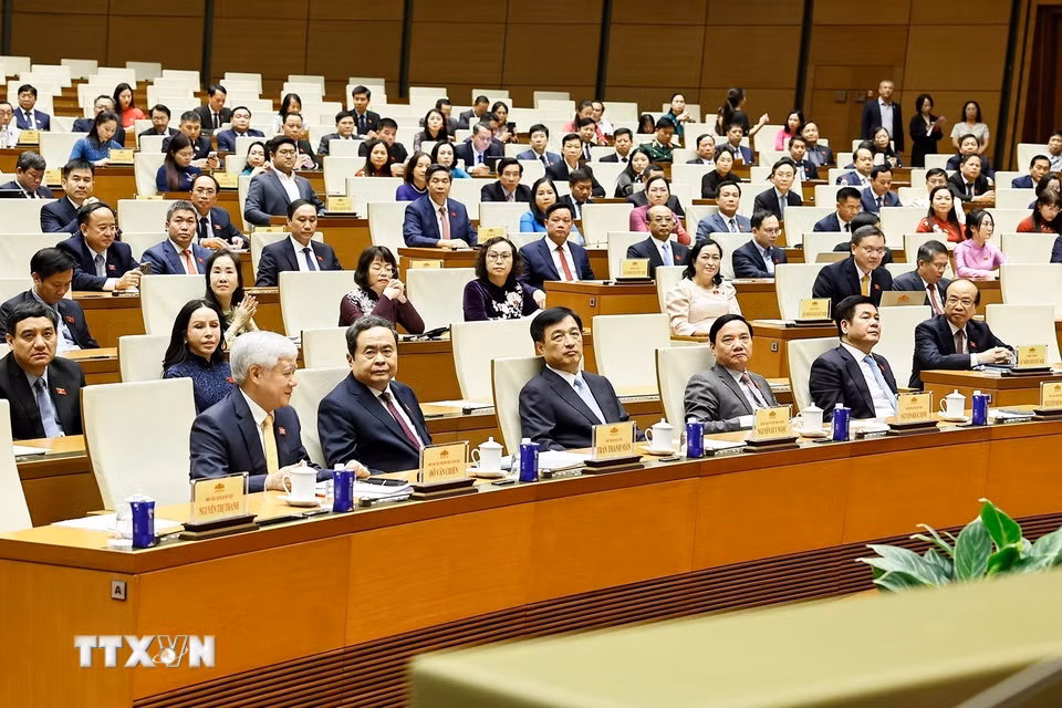 Chiều 21/8/2026, tại Hà Nội, Chủ tịch Quốc hội Trần Thanh Mẫn dự Lễ công bố Nghị quyết của Ủy ban Thường vụ Quốc hội về việc thành lập Tổ chức Nghị sỹ hữu nghị Việt Nam của Quốc hội khóa XVI. (Ảnh: Doãn Tấn/TTXVN)