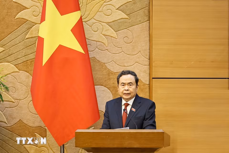 Chủ tịch Quốc hội Trần Thanh Mẫn phát biểu. (Ảnh: Doãn Tấn/TTXVN)