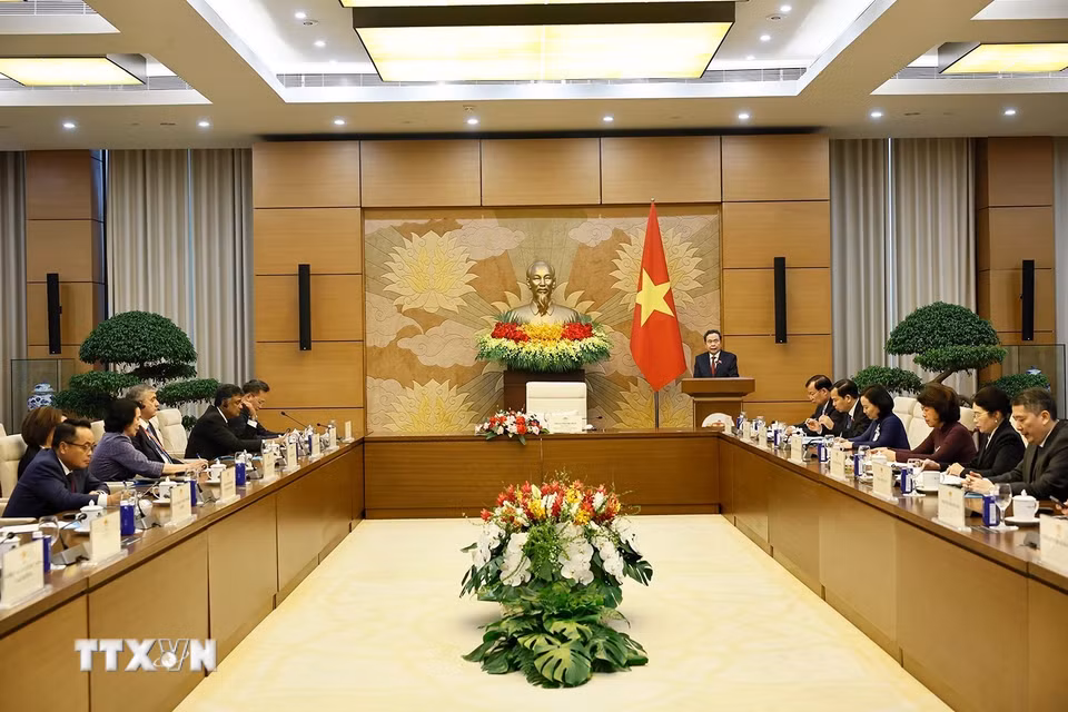 Chủ tịch Quốc hội Trần Thanh Mẫn phát biểu. (Ảnh: Doãn Tấn/TTXVN)