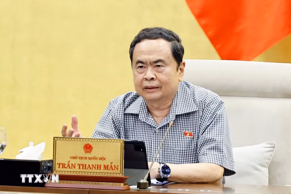 Chủ tịch Quốc hội Trần Thanh Mẫn phát biểu. (Ảnh: Doãn Tấn/TTXVN)