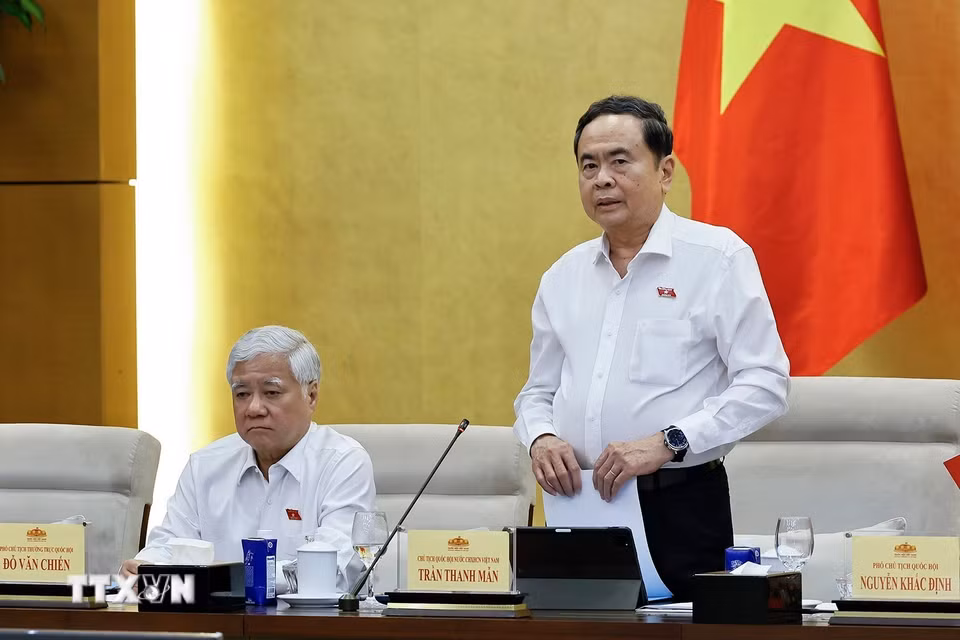 Chủ tịch Quốc hội Trần Thanh Mẫn phát biểu khai mạc Phiên họp. (Ảnh: Doãn Tấn/TTXVN)