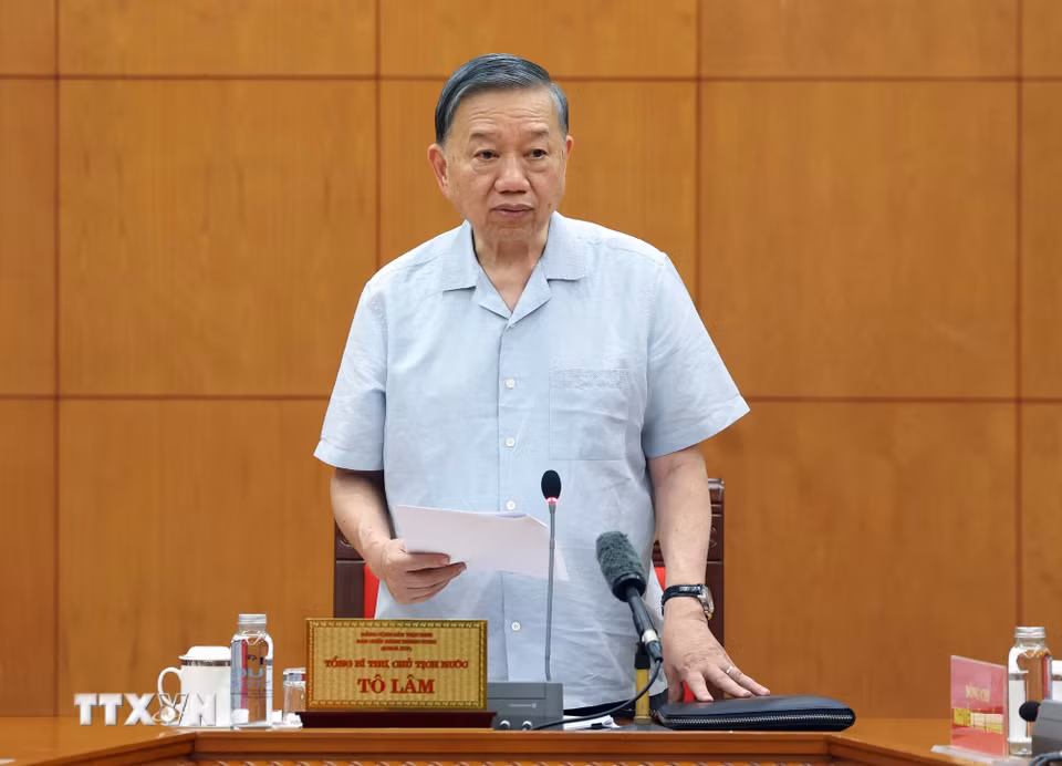 Tổng Bí thư, Chủ tịch nước Tô Lâm phát biểu chỉ đạo. (Ảnh: Thống Nhất/TTXVN)