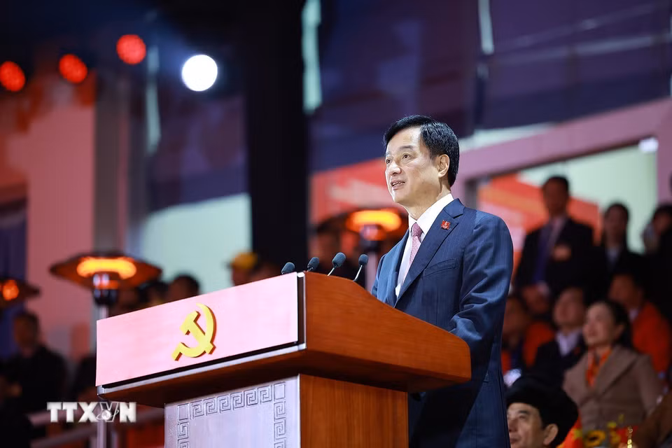Bí thư Thành ủy Thành phố Hà Nội Nguyễn Duy Ngọc phát biểu. (Ảnh: TTXVN)