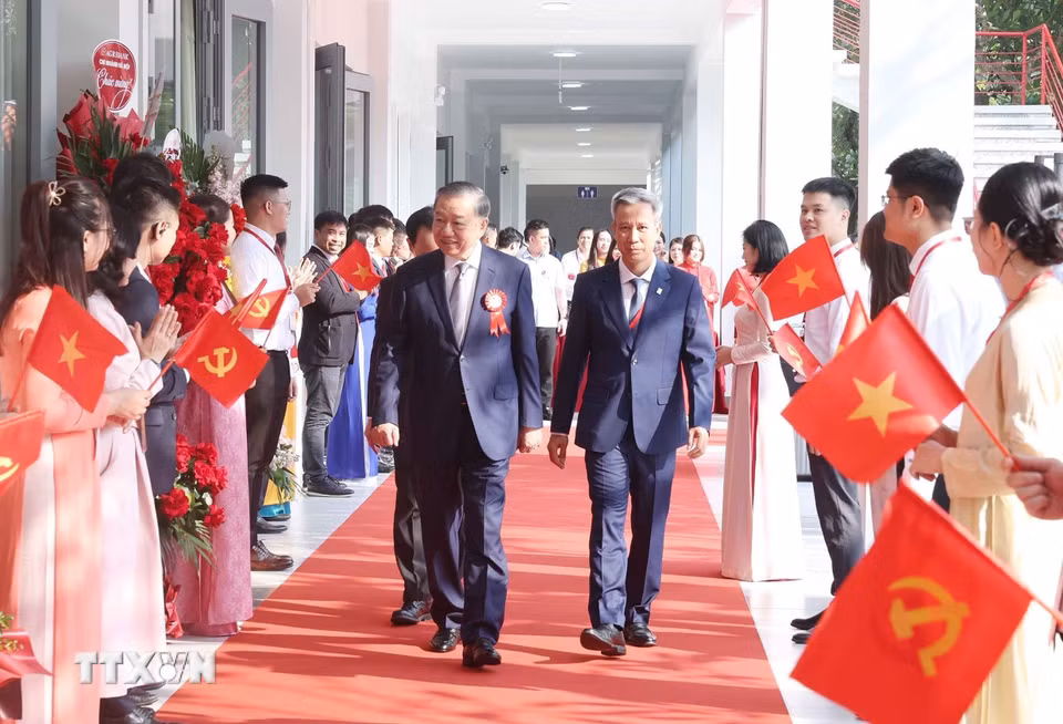 Tổng Bí thư, Chủ tịch nước Tô Lâm dự Lễ kỷ niệm 70 năm thành lập Đại học Bách Khoa Hà Nội và đón nhận Huân chương Lao động hạng Nhất. (Ảnh: Thống Nhất/TTXVN) ​
