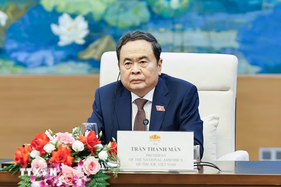 Chủ tịch Quốc hội Trần Thanh Mẫn phát biểu. (Ảnh: Doãn Tấn/TTXVN)