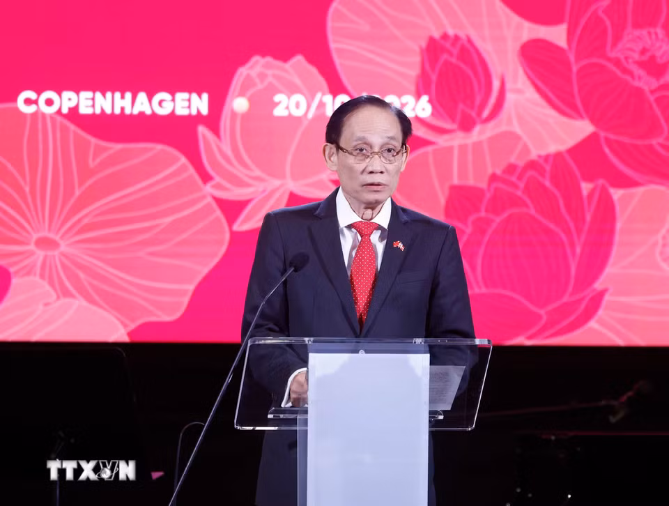 Đồng chí Lê Hoài Trung, Ủy viên Bộ Chính trị, Bộ trưởng Bộ Ngoại giao phát biểu. (Ảnh: Thống Nhất/TTXVN)
