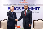 Thủ tướng Lê Minh Hưng gặp Thủ tướng Ethiopia Abiy Ahmed. (Ảnh: Dương Giang/TTXVN) 