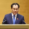 Bộ trưởng Bộ Nông nghiệp và Môi trường Trịnh Việt Hùng phát biểu giải trình, làm rõ một số vấn đề đại biểu Quốc hội nêu. (Ảnh: Doãn Tấn/TTXVN)