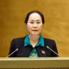Bộ trưởng Bộ Văn hóa, Thể thao và Du lịch Lâm Thị Phương Thanh, thừa ủy quyền của Thủ tướng Chính phủ, trình bày Tờ trình về dự án Luật sửa đổi, bổ sung một số điều của Luật Thể dục, thể thao, Luật Du lịch, Luật Thư viện, Luật Điện ảnh, Luật Di sản văn hóa, Luật Quảng cáo, Luật Báo chí. (Ảnh: Doãn Tấn/TTXVN)