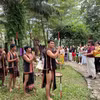 Sắc màu Tây Nguyên trong không gian Làng Văn hóa - Du lịch các dân tộc Việt Nam. (Ảnh: CTV/Vietnam+)
